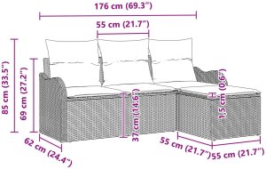 vidaXL 4-częściowy zestaw sof ogrodowych z poduszkami jasnoszary rattan PE, vidaXL 2-osobowa sofa ogrodowa z poduszkami jasnoszary rattan PE 8