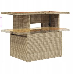 8-elementowy zestaw sof ogrodowych vidaXL z poduszkami Beżowy Poli Rattan Akacja, Sofa ogrodowa 2-osobowa vidaXL z poduszkami Beżowy Poli Rattan 10