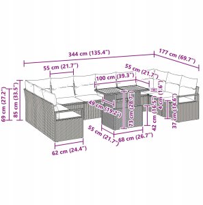 vidaXL 11-częściowy zestaw sof ogrodowych z poduszkami Beżowy Poli Rattan Akacja, vidaXL 2-osobowa sofa ogrodowa z poduszkami Beżowy Poli Rattan 10