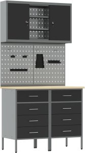 vidaXL Zestaw 5-częściowy Stół Warsztatowy Czarna Stal 1