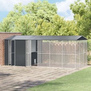vidaXL vidaXL Klatka dla ptaków z przedłużeniem Anthracite 310x640x247 cm Stal 5