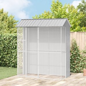 vidaXL Woliera dla ptaków Szara 215x110x247 cm Stal 1
