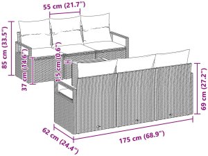 vidaXL Zestaw ogrodowy 7-częściowy z poduszkami czarny polirattan akacja, Zestaw 2-osobowy z poduszkami czarny polirattan 8