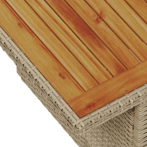 8-częściowy zestaw kanap ogrodowych z poduszkami Beżowy Poly Rattan Akacja, 2-osobowa kanapa ogrodowa z poduszkami Beżowy Poly Rattan 7