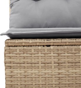 vidaXL 7-częściowy Zestaw Sofy Ogrodowej z Poduszkami Beżowy Poli Rattan Akacja, Dwumiejscowa Sofa Ogrodowa z Poduszkami Beżowy Poli Rattan 9