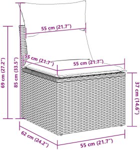 vidaXL 9-częściowy zestaw sof ogrodowych z poduszkami szary rattan akacja, vidaXL 2-osobowa sofa ogrodowa z poduszkami szary rattan polietylowy 9