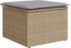 vidaXL Zestaw 9-częściowy sofy ogrodowej z poduszkami Beżowy PE rattan Akacja 6