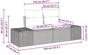 vidaXL Zestaw 9-częściowy sofy ogrodowej z poduszkami Beżowy PE rattan Akacja 10