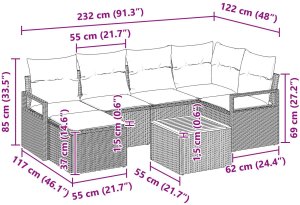 Zestaw sof ogrodowych vidaXL z poduszkami czarny poli rattan akacja, Zestaw sof ogrodowych vidaXL 2-osobowy z poduszkami czarny poli rattan 10