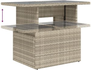 Zestaw kanap ogrodowych vidaXL 7-elementowy z poduszkami jasnoszary rattan poliestrowy, Zestaw kanap ogrodowych vidaXL 2-osobowy z poduszkami jasnoszary rattan poliestrowy 10