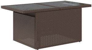 Zestaw 8-częściowy sofy ogrodowej z poduszkami Brązowy Poli Rattan, Sofa ogrodowa dwuosobowa z poduszkami Brązowy Poli Rattan 7