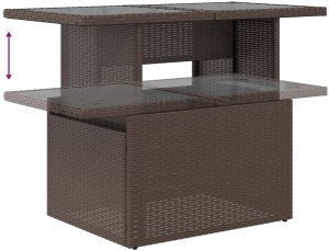 Zestaw 8-częściowy sofy ogrodowej z poduszkami Brązowy Poli Rattan, Sofa ogrodowa dwuosobowa z poduszkami Brązowy Poli Rattan 10