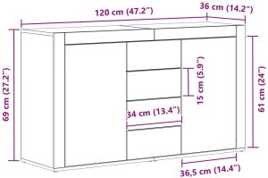 vidaXL Biały kredens Biały Drewno 120 x 36 x 69 cm Przechowywanie 10