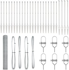 Płot hexagonalny vidaXL 1,4x100 m Stal ocynkowana, Słupki ogrodzeniowe vidaXL z hakiem 13 szt. 32 mm 160 cm Stal ocynkowana 2