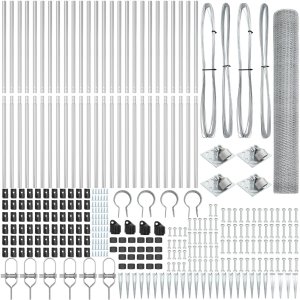 Płot hexagonalny vidaXL 1,4x100 m Stal ocynkowana, Słupki ogrodzeniowe vidaXL z hakiem 13 szt. 32 mm 160 cm Stal ocynkowana 4