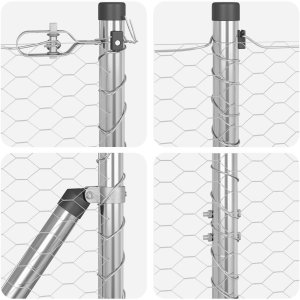 Płot hexagonalny vidaXL 1,4x100 m Stal ocynkowana, Słupki ogrodzeniowe vidaXL z hakiem 13 szt. 32 mm 160 cm Stal ocynkowana 7