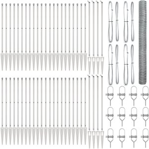 Ogrodzenie vidaXL sześciokątne 1.5x100 m stal ocynkowana, Słupki ogrodzeniowe vidaXL z kolcem 13 szt. 32 mm 170 cm stal ocynkowana 2