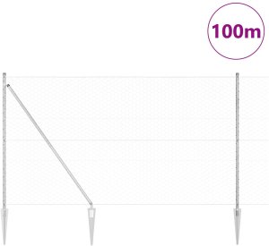 Ogrodzenie vidaXL sześciokątne 1.5x100 m stal ocynkowana, Słupki ogrodzeniowe vidaXL z kolcem 13 szt. 32 mm 170 cm stal ocynkowana 3