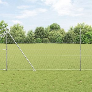 Płot sześciokątny vidaXL 1,6x100 m ze stali ocynkowanej, Słupki ogrodzeniowe vidaXL z kotwą 13 szt. 32 mm 180 cm ze stali ocynkowanej 1