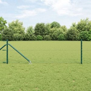 Ogrodzenie sześciokątne vidaXL Zielone 0,6x50 m Stal, Słupki ogrodzeniowe vidaXL z gwoździami 13 sztuk 32 mm 80 cm Stal ocynkowana 4