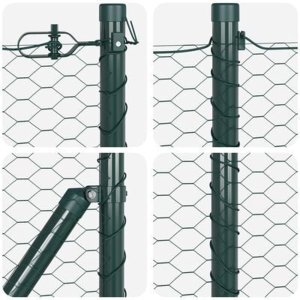 Ogrodzenie sześciokątne vidaXL Zielone 0,6x50 m Stal, Słupki ogrodzeniowe vidaXL z gwoździami 13 sztuk 32 mm 80 cm Stal ocynkowana 9