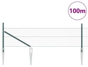 Ogrodzenie sześciokątne vidaXL Zielone 0.4x100 m Stal, Słupki ogrodzeniowe vidaXL z końcówką 13 szt. 32 mm 60 cm Stal ocynkowana 5