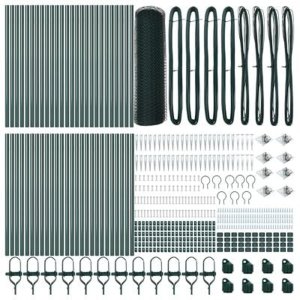 vidaXL Ogrodzenie sześciokątne Zielone 1x100 m Stal, Słupki ogrodzeniowe z kolcem 13 szt. 32 mm 120 cm Stal ocynkowana 5