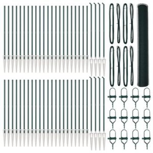 vidaXL Ogrodzenie heksagonalne Zielone 1.4x100 m Stal, Słupki ogrodzeniowe z kotewką 13 szt. 32 mm 160 cm Stal ocynkowana 3