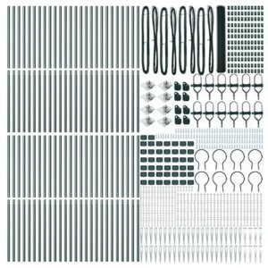 vidaXL Ogrodzenie heksagonalne Zielone 1.4x100 m Stal, Słupki ogrodzeniowe z kotewką 13 szt. 32 mm 160 cm Stal ocynkowana 6
