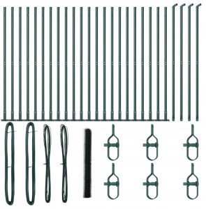 vidaXL Hexagon ogrodzenie Zielone 1,4x50 m Stal, Słupki ogrodzeniowe z podstawami 13 szt. 32mm 78,5cm Stal ocynkowana 2