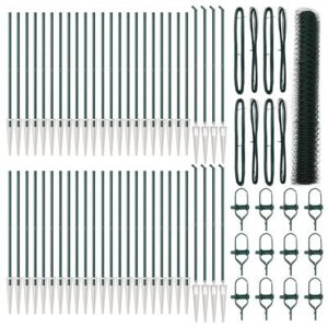 vidaXL Płot Hexagon Zielony 1,4x100 m Stal, vidaXL Słupy ogrodzeniowe z kolcem 13 szt. 32 mm 160 cm ze stali ocynkowanej 3