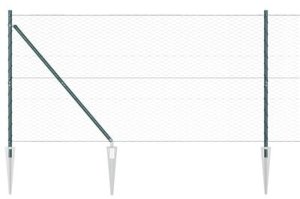 vidaXL Płot Hexagon Zielony 1,4x100 m Stal, vidaXL Słupy ogrodzeniowe z kolcem 13 szt. 32 mm 160 cm ze stali ocynkowanej 8