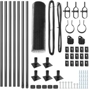 vidaXL Ogrodzenie heksagonalne Szare 0.4x10 m Stal, Słupy ogrodzeniowe z podstawami 7 szt. 32mm 50cm Stal ocynkowana 5