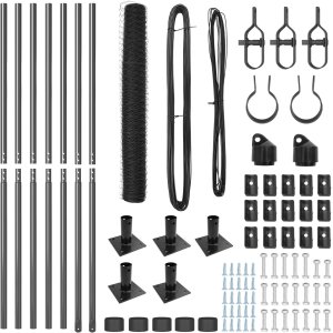 vidaXL Ogrodzenie heksagonalne Szary 1x10 m Stal, Słupki ogrodzeniowe z podstawami 7 szt. 32mm 110cm Stal ocynkowana 5