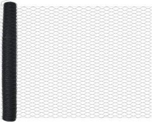 vidaXL Ogrodzenie heksagonalne Szary 1x10 m Stal, Słupki ogrodzeniowe z podstawami 7 szt. 32mm 110cm Stal ocynkowana 6