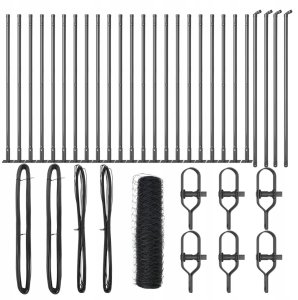 Ogrodzenie vidaXL w kształcie heksagonu Szare 0.8x50 m Stal, Słupki ogrodzeniowe vidaXL z podstawami 13 szt. 32mm 90cm Stal ocynkowana 2