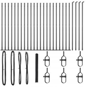 Ogrodzenie heksagonalne vidaXL Szare 1.5x50 m Stal, Słupki ogrodzeniowe vidaXL z podstawami 13 szt. 32mm 83.5cm Stal ocynkowana 2