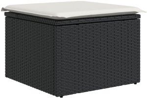 vidaXL Zestaw sof ogrodowych 6 Elementów z Poduszkami Czarny PE Rattan, Sofa ogrodowa 2-osobowa z miejscem na przechowywanie i poduszkami Czarny PE Rattan 6