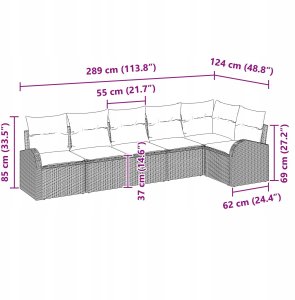 Zestaw Sofy Ogrodowej vidaXL 6-częściowy z poduszkami jasnoszary polirattan, Zestaw Sofy Ogrodowej vidaXL 2-osobowy z przechowalnią i poduszkami jasnoszary polirattan 11