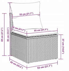 Zestaw 7-częściowy sof ogrodowych z poduszkami Beżowy poli rattan, Sofa ogrodowa 2-osobowa z miejscem na rzeczy i poduszkami Beżowy poli rattan 3
