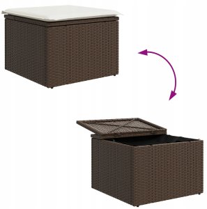 vidaXL 6 Częściowy Zestaw Sofy Ogrodowej z Poduszkami Brązowy Polirattan, 2-osobowa Sofa Ogrodowa z Przechowywaniem i Poduszkami Brązowy Polirattan 10