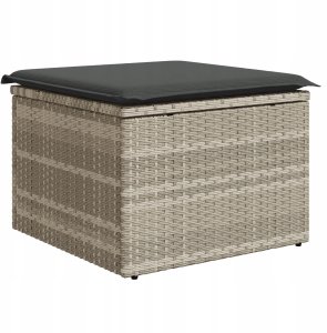 vidaXL Zestaw sof ogrodowych z 6 elementami z poduszkami jasnoszary rattan poliester, Sofa ogrodowa na 2 osoby z przechowalnią i poduszkami jasnoszary rattan poliester 4