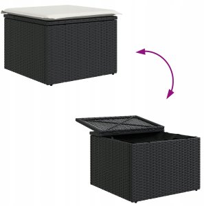 5-częściowy zestaw sof ogrodowych vidaXL z poduszkami Brown Poly Rattan, Sofa ogrodowa vidaXL 2-osobowa z miejscem na przechowanie i poduszkami Black Poly Rattan 11