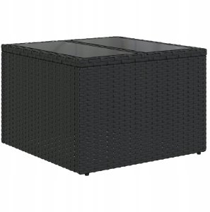 vidaXL 7-częściowy zestaw sof ogrodowych z poduszkami Czarny Poli Rattan, Sofa ogrodowa 2-osobowa z miejscem do przechowywania i poduszkami Czarny Poli Rattan 5