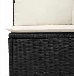 vidaXL 8-częściowy zestaw sof ogrodowych z poduszkami, czarny poli rattan, vidaXL 2-osobowa sofa ogrodowa z miejscem do przechowywania i poduszkami, czarna poli rattan 6