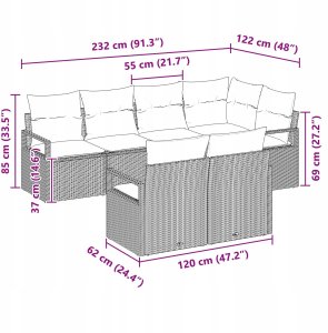 Zestaw 7-częściowej sofy ogrodowej z poduszkami Czarny Polirattan, 2-osobowa sofa ogrodowa z miejscem do przechowywania i poduszkami Czarny Polirattan 11