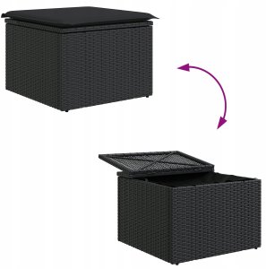 vidaXL Zestaw sof ogrodowych 6-elementowy z poduszkami Czarny Polirattan, Sofa ogrodowa 2-osobowa z przechowywaniem i poduszkami Czarny Polirattan 12