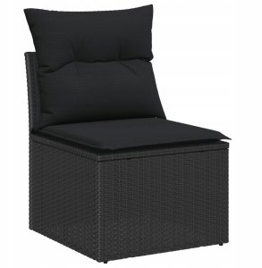 vidaXL 7-częściowy zestaw sof ogrodowych z poduszkami czarny rattan polietylenowy, vidaXL Dwuosobowa sofa ogrodowa z miejscem na przechowywanie i poduszkami czarny rattan polietylenowy 4