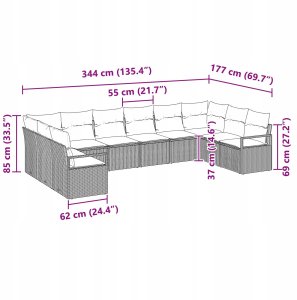 Zestaw Sofy Ogrodowej vidaXL 10 Części z Poduszkami Beżowy Polirattan, Sofa Ogrodowa dla Dwojga vidaXL z Przechowywaniem i Poduszkami Beżowy Polirattan 11