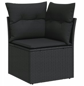 Zestaw ogrodowy vidaXL z 10 elementów i poduszkami czarny polirattan, Dwusobowa sofa ogrodowa vidaXL z miejscem na przechowywanie i poduszkami czarny polirattan 5